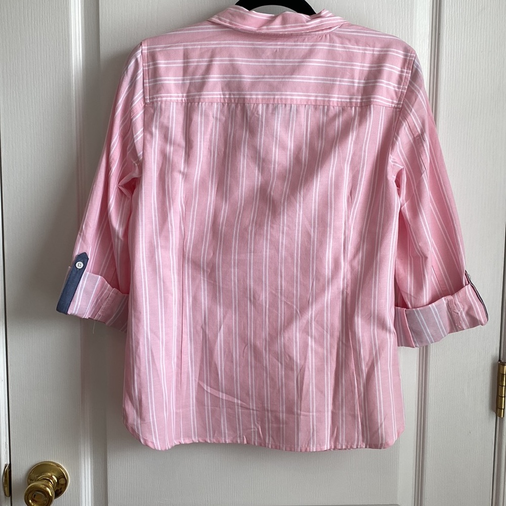 *SOLD* NWT Tommy Hilfiger Womens Pink and White Striped Button Down - Picture 6 of 8